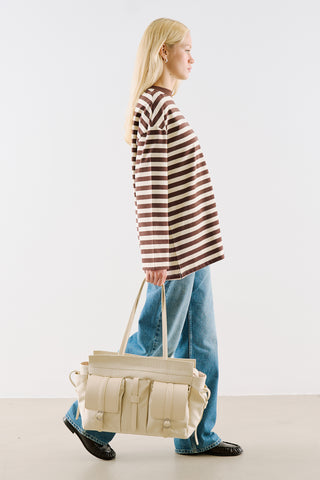 London Large Canvas Bag With Multiple Pockets Beige