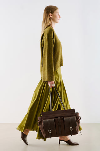 London Large Canvas Bag With Multiple Pockets Brown