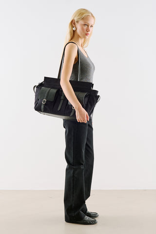 London Large Canvas Bag With Multiple Pockets Black