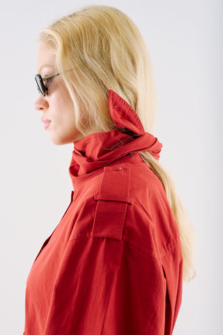 Scarf Tie Neck Shirt Red