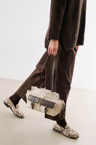 London Medium Canvas Bag With Multiple Pockets Beige