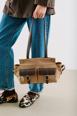 London Medium Canvas Bag With Multiple Pockets Camel