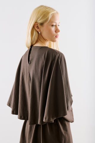 Cape Style Belted Tunic Brown