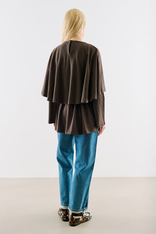 Cape Style Belted Tunic Brown