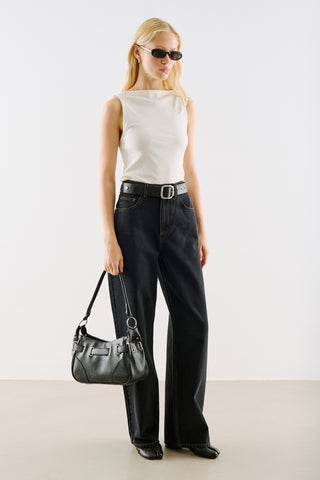 High-Rise Straight-Leg Jeans Black