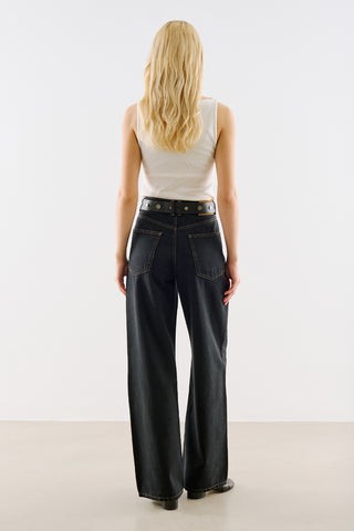 High-Rise Straight-Leg Jeans Black
