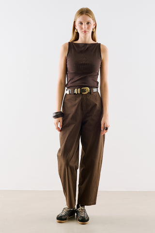 Barrel Trousers Dark Brown