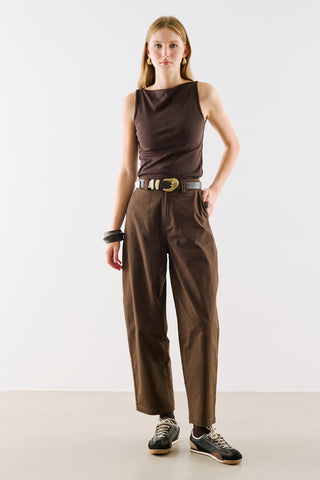 Barrel Trousers Dark Brown