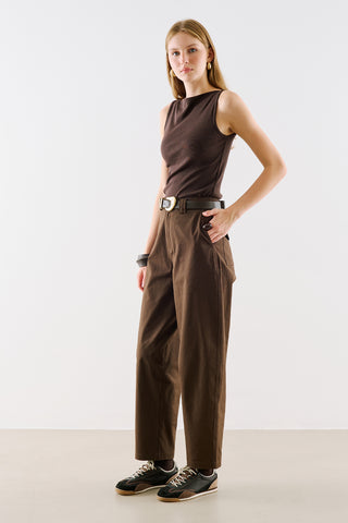 Barrel Trousers Dark Brown