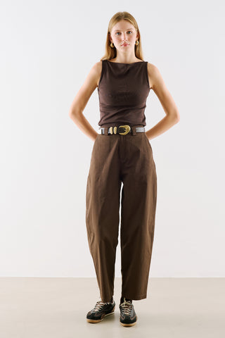 Barrel Trousers Dark Brown