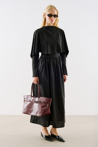 Watson Belted Tote Bag Burgundy