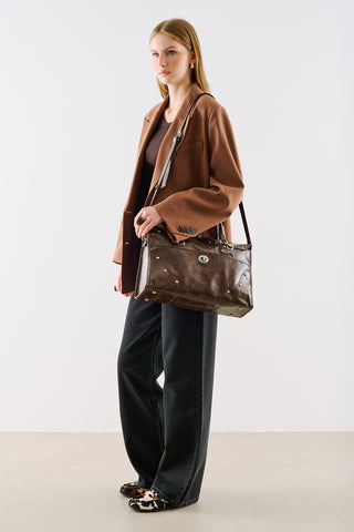 Chelsea Large Buckle Bag Dark Brown