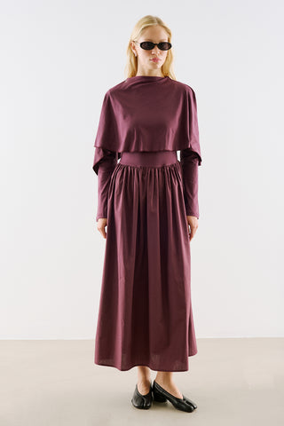 Cape Style Maxi Dress Burgundy