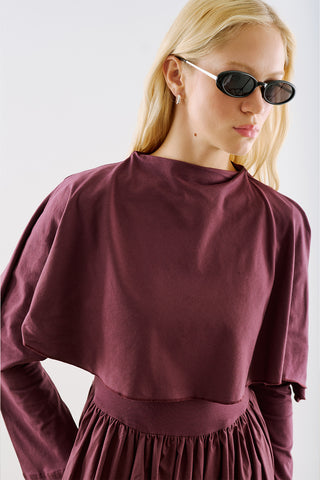 Cape Style Maxi Dress Burgundy