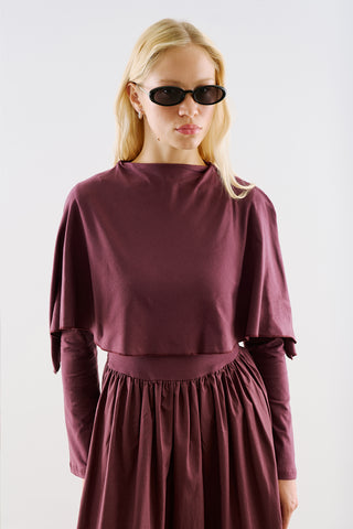 Cape Style Maxi Dress Burgundy