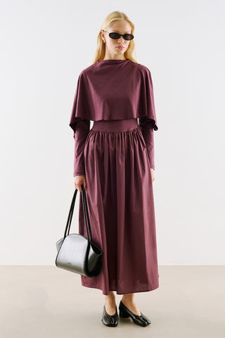 Cape Style Maxi Dress Burgundy