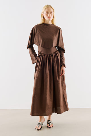 Cape Style Maxi Dress Brown