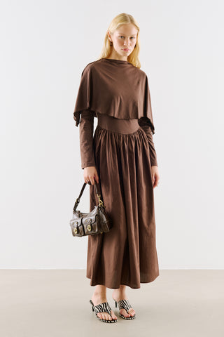 Cape Style Maxi Dress Brown