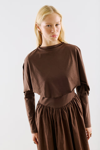 Cape Style Maxi Dress Brown