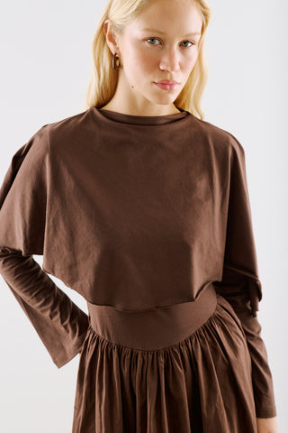 Cape Style Maxi Dress Brown