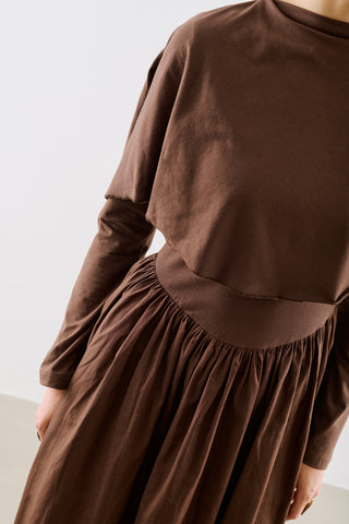 Cape Style Maxi Dress Brown