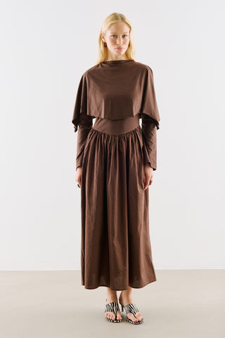 Cape Style Maxi Dress Brown