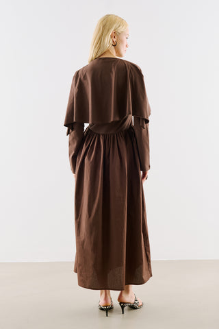 Cape Style Maxi Dress Brown