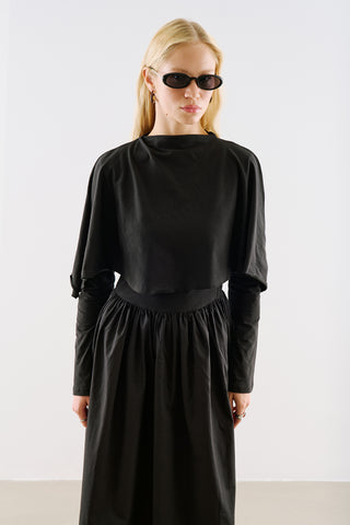 Cape Style Maxi Dress Black