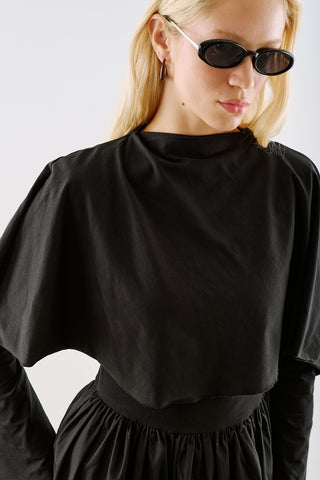 Cape Style Maxi Dress Black