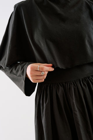 Cape Style Maxi Dress Black