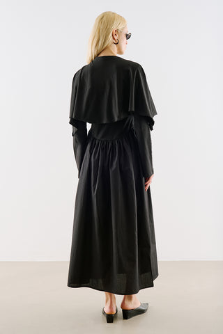 Cape Style Maxi Dress Black