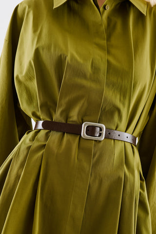 Metal Square Buckle Belt Brown
