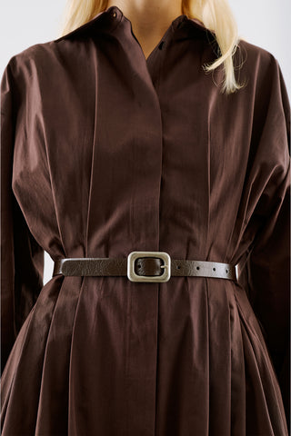 Metal Square Buckle Belt Brown