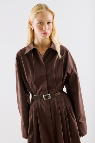 Metal Square Buckle Belt Brown
