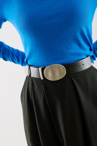 Metal Round Plate Belt Black