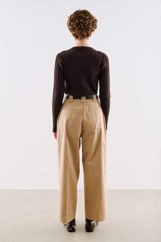 Cable-Knit Sweater Dark Brown