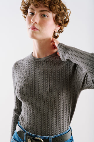 Cable-Knit Sweater Anthracite