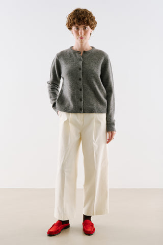 Crew Neck Knit Cardigan Anthracite