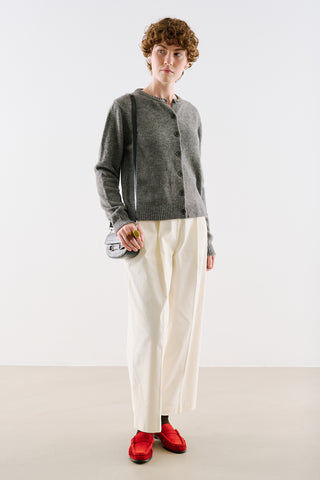 Crew Neck Knit Cardigan Anthracite