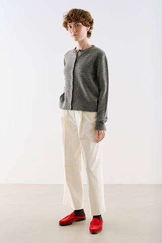 Crew Neck Knit Cardigan Anthracite