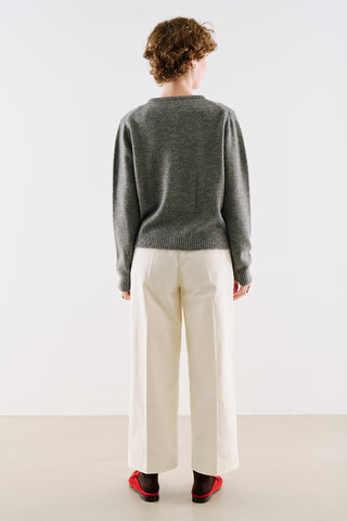 Crew Neck Knit Cardigan Anthracite