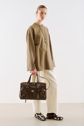 Oversize Long Sleeve T-Shirt Camel