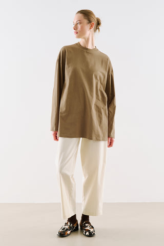 Oversize Long Sleeve T-Shirt Camel
