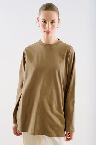 Oversize Long Sleeve T-Shirt Camel