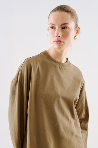 Oversize Long Sleeve T-Shirt Camel