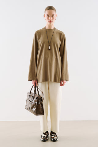 Oversize Long Sleeve T-Shirt Camel