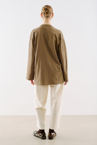 Oversize Long Sleeve T-Shirt Camel