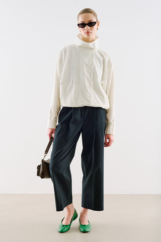 Technical Fabric Buttoned Bomber Jacket Ecru