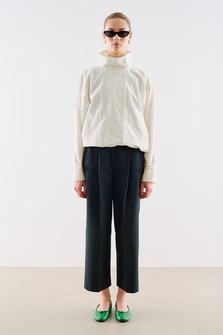 Technical Fabric Buttoned Bomber Jacket Ecru