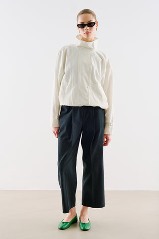 Technical Fabric Buttoned Bomber Jacket Ecru